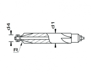 Esmatec HM Radiusfräser 2-seitig mit Bohrung mit Führungswelle R 0.75