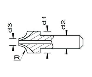 Esmatec HM Radiusfräser 1-seitig mit Bohrung und ohne Führungswelle R 2.50